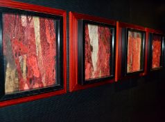 A Set Of 4 x Framed Pieces Of Contemporary Art Featuring Natural Materials