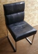 Set of 4 Black Faux Crocodile Skin Style Chairs Resting On A Chrome Frames - Ref BY245 - H87/L56/W50