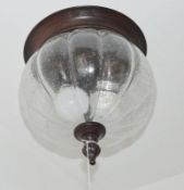 1 x CANADA 2-Light Outdoor Flush - Features A Brown Metal Base With A Clear Glass Shade - Ex Display