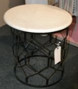 1 x Unique White Marble Topped Side Table. This small side table speaks louder than its size with it