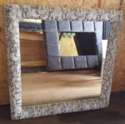 1 x Gorgeous Bespoke Square Mirror With Cushioned Edge Frame - Ref BY273 -&nbsp;Ex-Display Showroom