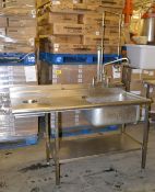 1 x Stainless Steel Sink Unit - Dimensions: 150 x 70 x 98cm - Ref: MC135 - CL282 - Location: