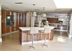 Bespoke 3-Section Glossy Walnut Kitchen With A Wide Range Of AEG Appliances - CL398 - Worsley M28
