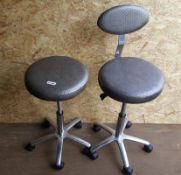 3 x Commercial Moblie Grey Reupholstered Faux Leather Adjustable Wheeled Chairs Ref BY288 - H100 / L