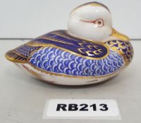 1 x Collectible Royal Crown Derby Duck China Paperweight - Ref RB213 I