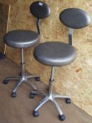 2 x Commercial&nbsp;Moblie Grey Reupholstered Faux Leather Adjustable Wheeled Chairs- Ref BY289 - H1