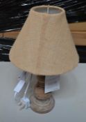 1 x Washed Wood Table Lamp Cream - CL364 - Ref: PAL Edin/3 14545 - Location: Altrincham W