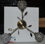 1 x Bellis II 3 Light Semi Flush Ceiling Light Antique Brass - CL364 - Ref: PAL Edin/2 12