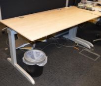 3 x Techo Rectangular Office Tables - Birch Finish With Grey Base - H73 x W120 x D80 cms - CL330 -
