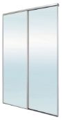 1 x BLIZZ Pack of 2 Sliding Wardrobe Doors With A Silver Mirror With a Grey Lacquered Steel Track Se
