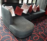 1 x Left-hand Curved Corner Sofa In Charcoal Grey With Scatter Cushions - 3.2 Metre Wide