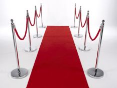 1 x Main Event Queue Barrier System - Includes 6 x Chrome Posts and 6 x Red Ropes With Chrome