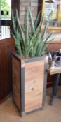 2 x Indoor Artificial Plants in Industrial Style Planters H93/155 x W40 x D40 cms - CL390 -