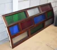 1 x Wooden Curved Partition Divider Frame With Coloured Glass Inserts - H190 x W80 cms - CL390 -