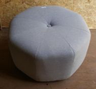 1 x Commercial Pouffe With&nbsp;Central Button Motif, Upholstered In A High Quality Grey Fabric &nbs