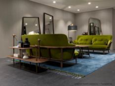1 x Large Porada 'Livein' Rug In An Iridescent Pale Green Pile With Grey Fringing - Dimensions: 560