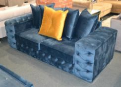 1 x Double Seater Sapphire Blue Plush Velvet Sofa. This sofa gives the customer fresh and modern loo