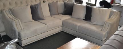 1 x Elegant Off White Plush Velvet Corner Sofa. A modern and extremely comfortable sofa designed to