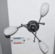 1 x OPERA Chrome 3 Light Semi-flush Fitting With Opal Glass Shades - Dimensions: 15 x 50cm - Ex Disp