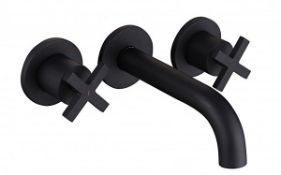 1 x Alfred Victoria Matt Black Wall Mounted Basin Mixer - Crosshead - New & Boxed Stock