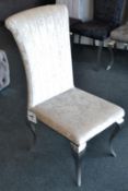 1 x Stylish White Crushed Velvet Dressing Table Chair. Dimensions:L45/W50/H105/S60cm - Ref BLT 183 -