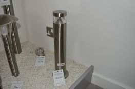 1 x Outdoor Satin Silver Oval Post with 24 LED's - Ex Display Stock - CL298 - Ref: J255 - Location: