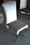 1 x Stylish Sliver Plush Velvet Dressing Table Chair. Dimensions: L45/W50/H105/S60cm - Ref BLT 180 -