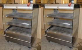 2 x Fri-Jado Heated Multideck Self Serve Display Cabinets With Rear Door Access and Glass Sides -