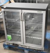 1 x Gamko Two Door Back Bar Bottle Chiller With Stainless Steel Front - Dimensions: 90 x 90 cm -