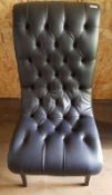1 x Commercial Chesterfield-Style Low-Profile Button-Back Lounge Chair, Upholstered In&nbsp;Black Le