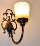 4 x Black Gothic Wall Sconce Lights With Glass Shades - CL423 GF - From a Popular Mexican Themed