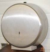 4 x Stainless Steel Jumbo Toilet Roll Dispensers - Recently Taken From A Working Commercial Premises