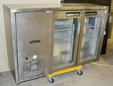 1 x Williams Stainless Steel Commercial 2 Door Refrigerated Unit With Shelving And Glass Doors (