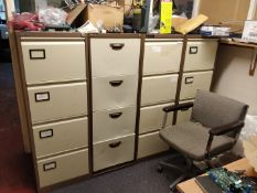 4 x Four Drawer Filing Cabinets With Steel Enclosures - Brown and Beige Finish - Ref Office B2 CL409