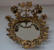 1 x Antique Holly Bush Edge Mirror - H46/L34cm - Ref J2176 - CL314