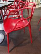 10 x Philippe Starck Inspired 'Masters' Designer Red Gloss Bistro Chairs - BRE007