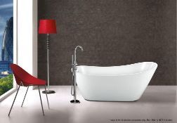 1 x Synergy 'Arruba' Freestanding Modern Slipper Thin Edge Single Ended Bath - 1660mm - New & Boxed