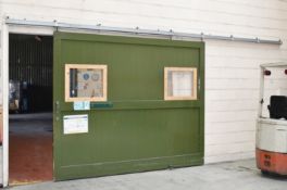 2 x Large Sliding Wooden Doors With Handles, Windows and Sliding Rails - H250 x W300 cms - CM131