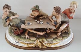1 x Vintage Rare Capodimonte Figure 'The Cheats' By Bruno Merli On Shaped Plinth - Ref CQ345 E