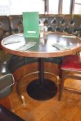 4 x Round Restaurant Poser Tables With Granite Effect Surface, Wooden Edging and Cast Iron Bases -