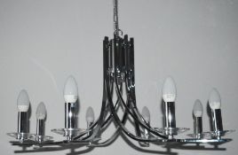1 x Ascona Chrome 8 Light Ceiling Light With Clear Glass Sconces - Ex Display Stock - CL298 - Ref J5