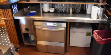1 x Back Bar Stainless Steel Prep UnitWith Sink Basin, Bottle Bin and Space or Appliances - H80 x