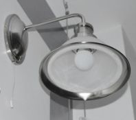 1 x Bistro Satin Silver Wall Light With Acid Glass Shade And Pull Cord - Ex Display Stock - CL298 -