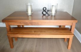 1 x Wooden Walnut Bench and Table Set - CL398 - Location: Worsley M28 - NO VAT