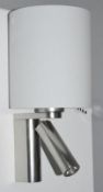 1 x Satin Silver Wall Light With LED Reading Light - Ex Display Stock - CL298 - Ref: J164 - Location