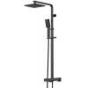 1 x Scudo Black Thermostatic Shower Fixed Head with Riser Black (WRAS) - New & Boxed Stock - Ref: BL