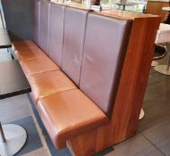 1 x Central Booth Seating With Marble Bar Unit On The Reverse - Upholstered In Faux Leather