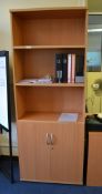 1 x Office Wooden Bookcase Storage Cabinet Finished In Beech - Ref: VM322 - CL409 - Location: WF16