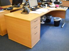 1 x Beech Office Desk And Pedestal - Ref: VM392 - CL409 - Location Wakefield WF16