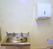 1 x Stainless Steel Hand Wash Basin With Paper Towel Dispenser - Sink Includes Taps and Measures